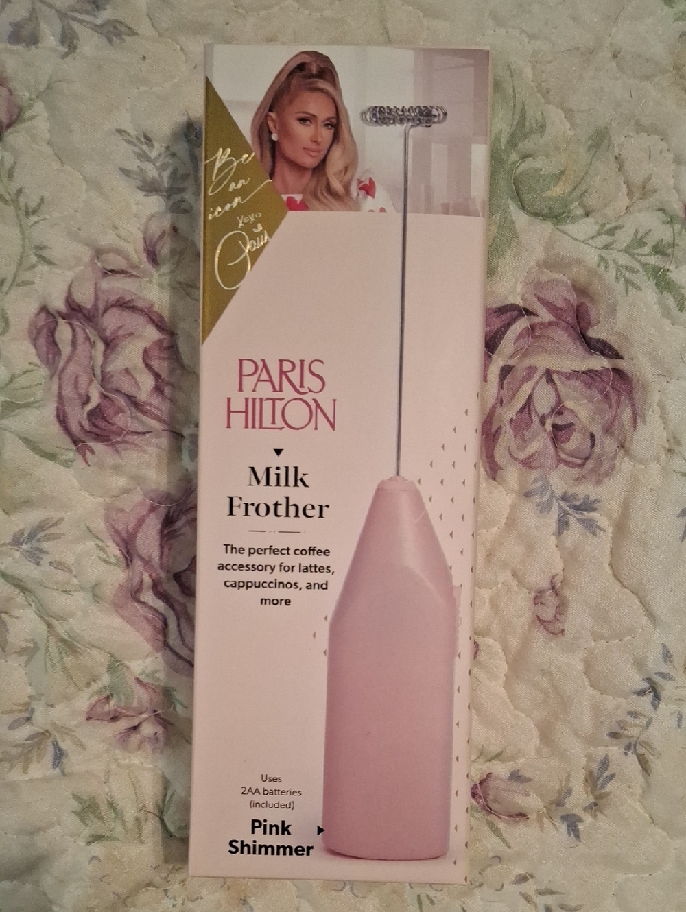 Paris Hilton Pink Shimmer Handheld Milk Frother